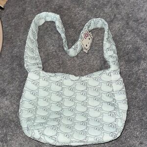 Hello Kitty Quilted Shoulder Bag in Mint Green with Character Tag